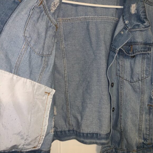 Distressed Jean Denim Jacket - Picture 2 of 4